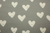 Reststück: 1,00m - Sweatshirt Stoff Sweet Hearts  grau/grün